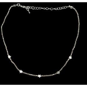 Minimalist Star Silver Tone Beaded Necklace